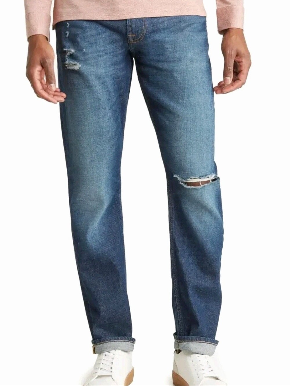 7 For All Mankind Mens Slimmy Hemp Slim Straight Jeans Distressed 31 Waist NEW